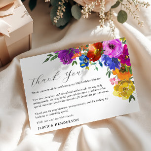 Bright & Bold Floral Birthday Thank You Card