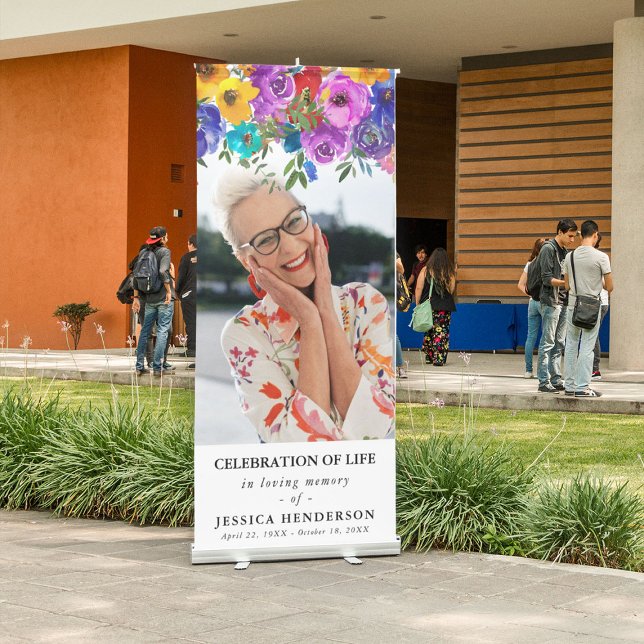Bright & Bold Floral Celebration of Life Retractable Banner (Creator Uploaded)