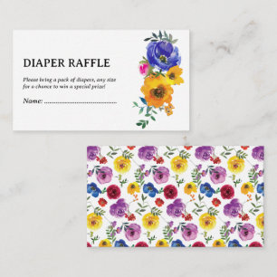 Bright & Bold Floral Diaper Raffle Enclosure Card