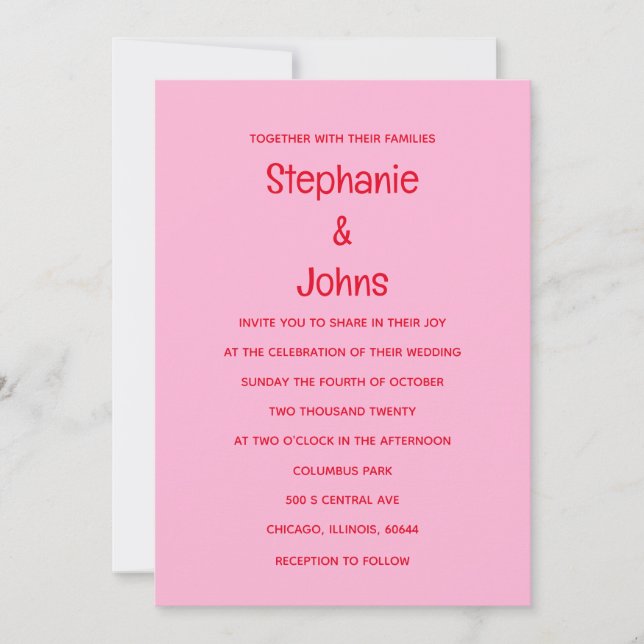 Bright Bold Floral Orange Pink Colourful Wedding Invitation (Front)