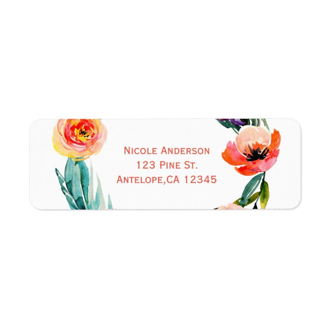 Bright Bold Floral Wreath Watercolor Bridal Shower (Front)