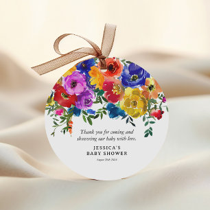 Bright & Bold Florals Baby Shower Thank You Favour Tags