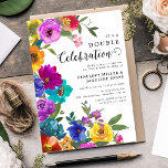 Bright & Bold Florals Double Celebration Birthday Invitation<br><div class="desc">Double Celebration Birthday Invitation. Design features bright and bold watercolor flowers with botanical greenery. birthday invitations. The classic elegant birthday template is easy to customise and is perfect for any age or milestone joint birthday party!</div>