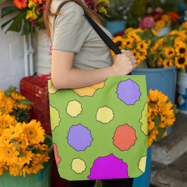 Bright bold Geometric Retro polka dot tote bag (Creator Uploaded)