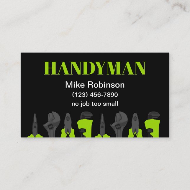Bright Bold Handyman Business Cards Design (Front)