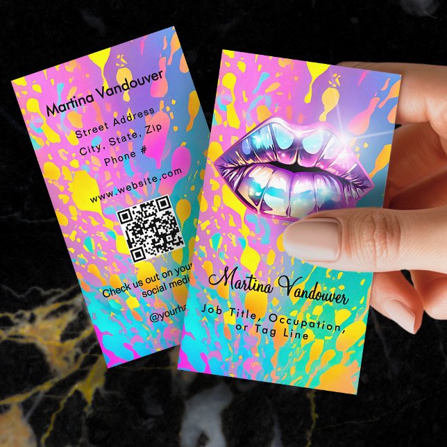 Bright Bold Holographic Lips Business Card (Bright Bold Holographic Lips Business Card)