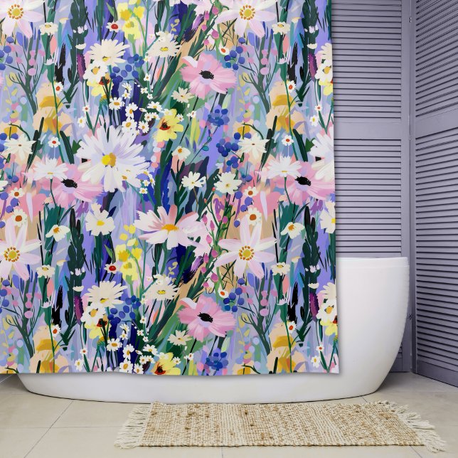 Bright Bold Modern Wildflowers Shower Curtain (Creator Uploaded)