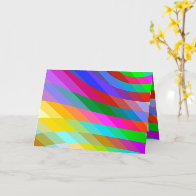 Bright Bold MultiColor Stripes Folded GreetingCard Card (Yellow Flower)