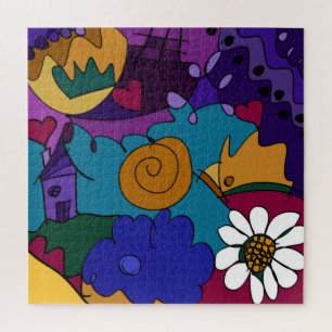 Bright, Bold Multicolored Doodle Digital Art Jigsaw Puzzle