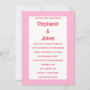Bright Bold Orange Pink Boho Retro Floral Wedding Invitation