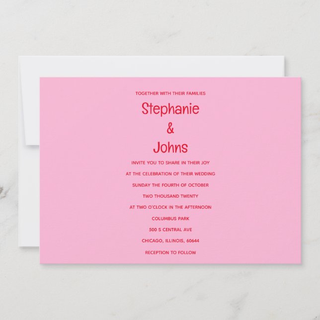 Bright Bold Orange Pink Colourful Floral Wedding Invitation (Front)