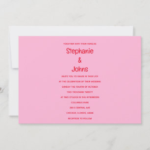 Bright Bold Orange Pink Colourful Floral Wedding Invitation