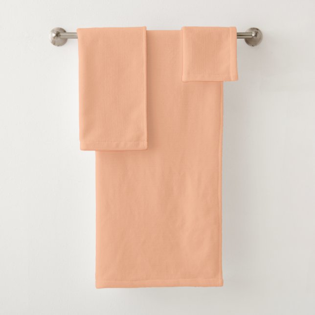 Bright Bold Peach Solid Block Colour Bath Towel Set (Insitu)