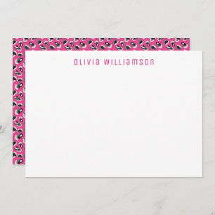 Bright Bold Pink Animal Print Notecard