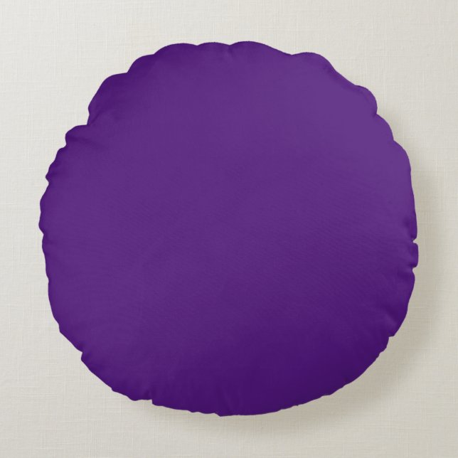 Bright Bold Purple Solid Block Colour Round Cushion (Front)