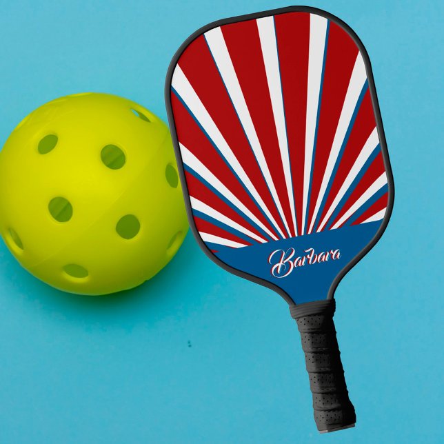 Bright Bold Red White Blue Custom Name Pickleball Paddle (Creator Uploaded)