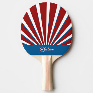 Bright Bold Red White Blue Custom Name  Ping Pong Paddle