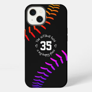bright bold softball field my happy place  iPhone 13 case