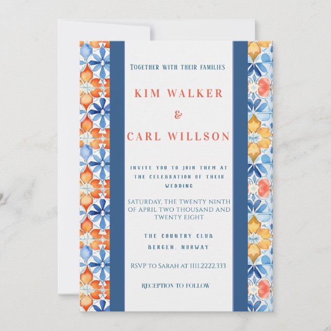 Bright & Bold Summer Wedding Colours Wedding Invitation (Front)