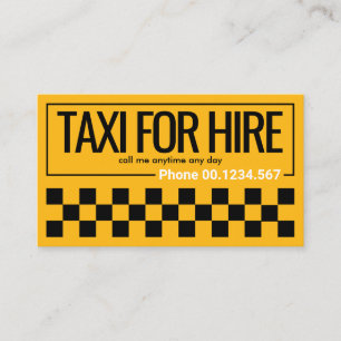 Bright Bold Taxi Border Stripes Cab Driver Business Card