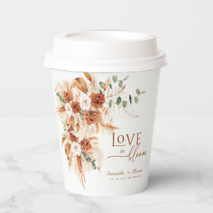 Bright Bold Terracotta Floral Boho Chic Wedding  Paper Cups