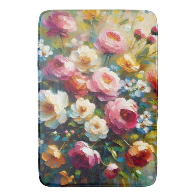 Bright & Bold Vibrant Florals Bath Mat (Front Vertical)