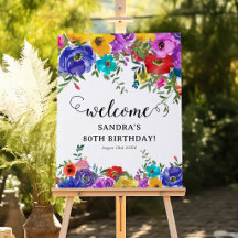 Bright & Bold Watercolor Floral Birthday Welcome