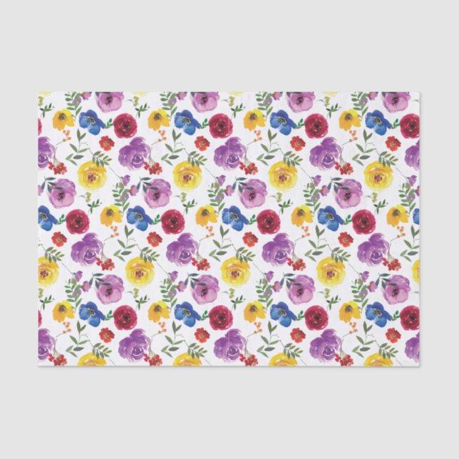 Bright & Bold Watercolor Floral Gift Tissue Paper (Front)