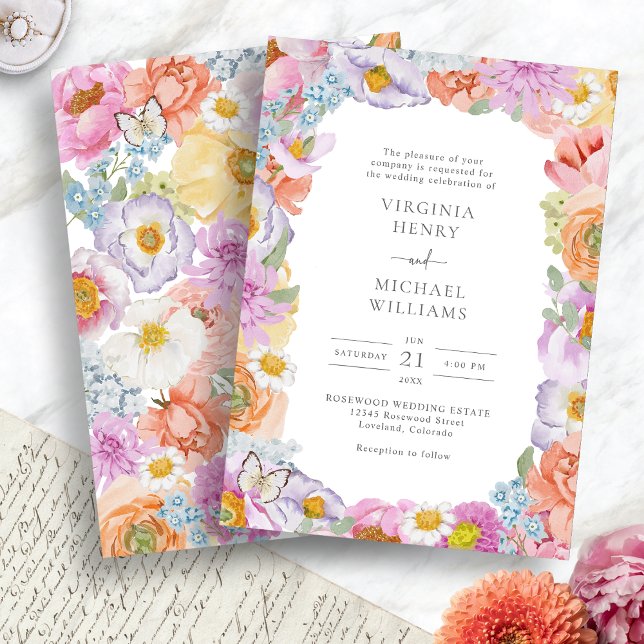 Bright Bold Watercolor Floral Wedding Invitation (Bright Bold Watercolor Floral Wedding Invitation by Painted Paperie
)