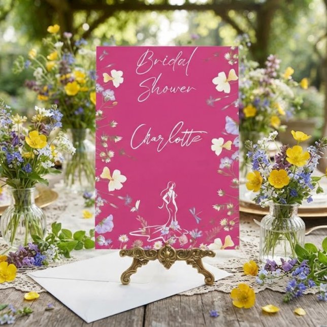 Bright bold wild flowers script bridal shower invitation (Creator Uploaded)