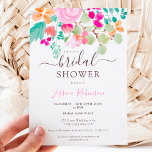 Bright botanical floral watercolor bridal shower invitation<br><div class="desc">Modern and Bright botanical floral watercolor bridal shower with pink,  green,  eucalyptus,  orange and blue colors,  a vibrant flowers arrangement with and elegant and modern script font,  perfect for boho bridal brunch or luncheon.</div>