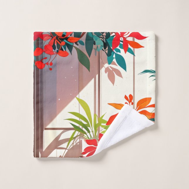 Bright Botanical Garden at the Doorstep  Wash Cloth (Wash Cloth)