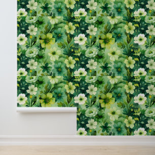 Bright Botanical Green Floral Peel and Stick Wallpaper