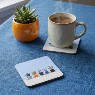 Bright Botanical potted house Plant Illustration Coaster
