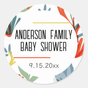 Bright Botanicals Baby Shower  Classic Round Sticker