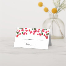Bright Bougainvillea Flower Folded Place Card