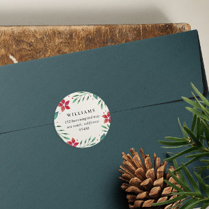 Bright Boughs Christmas Holiday Return Address Classic Round Sticker