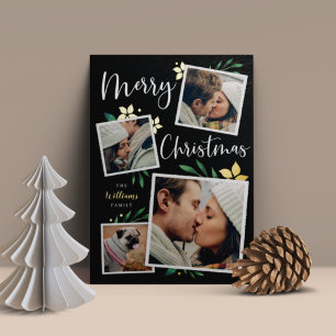 Bright Boughs   Multi Photo Collage Christmas Foil Holiday Card
