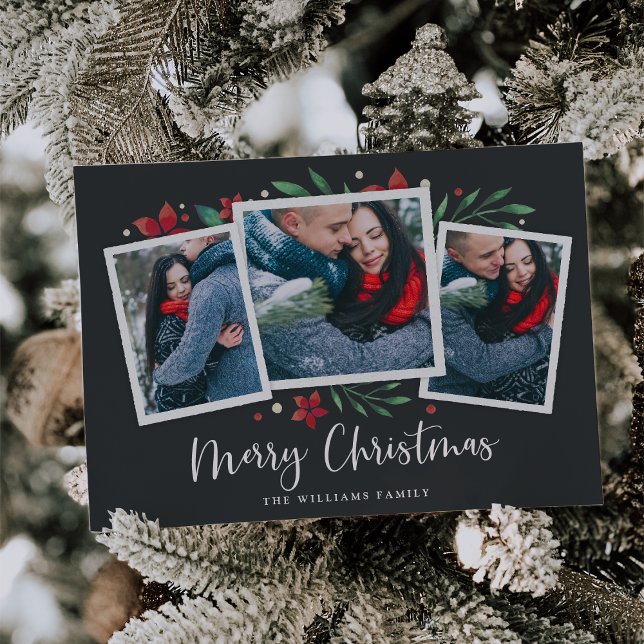 Bright Boughs | Three Photo Holiday Card (Creator Uploaded)