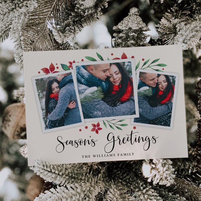 Bright Boughs | Three Photo Holiday Card (Creator Uploaded)