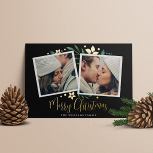 Bright Boughs   Two Photo Foil Holiday Card