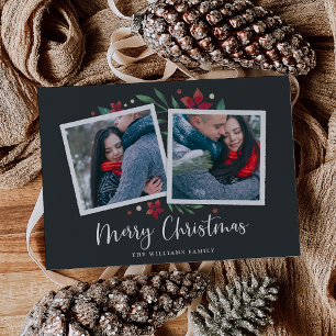 Bright Boughs   Two Photo Holiday Card