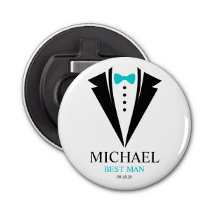 Bright Bow Tie Tuxedo "Best Man" Personalised Bottle Opener
