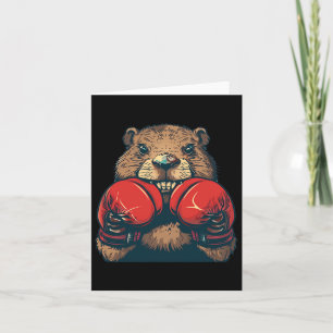 Bright Boxing Beaver With Gloves Emblem For A Stro Card