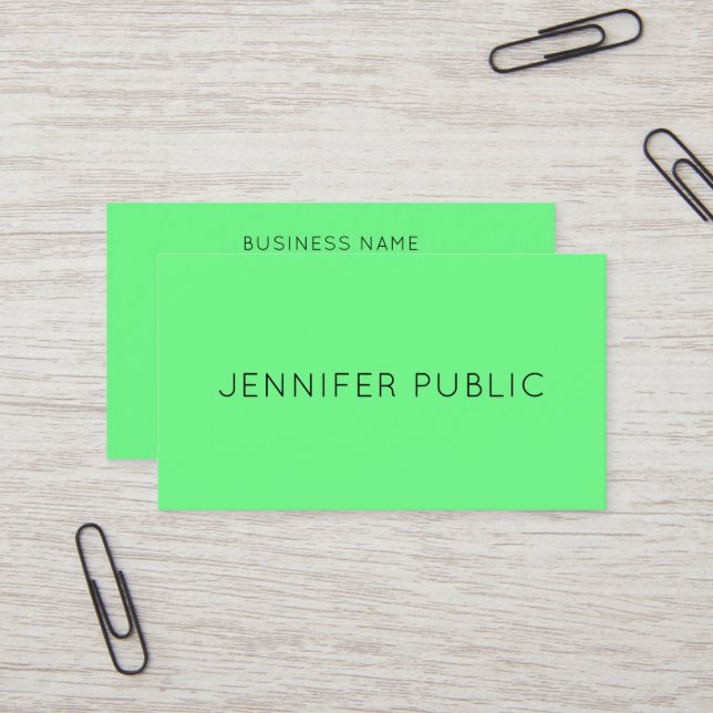 Bright Brilliant Neon Green Colour Modern Template Business Card (Front/Back In Situ)