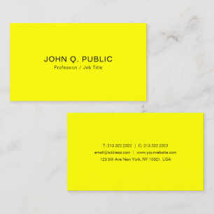 Bright Brilliant Neon Yellow Template Modern Business Card