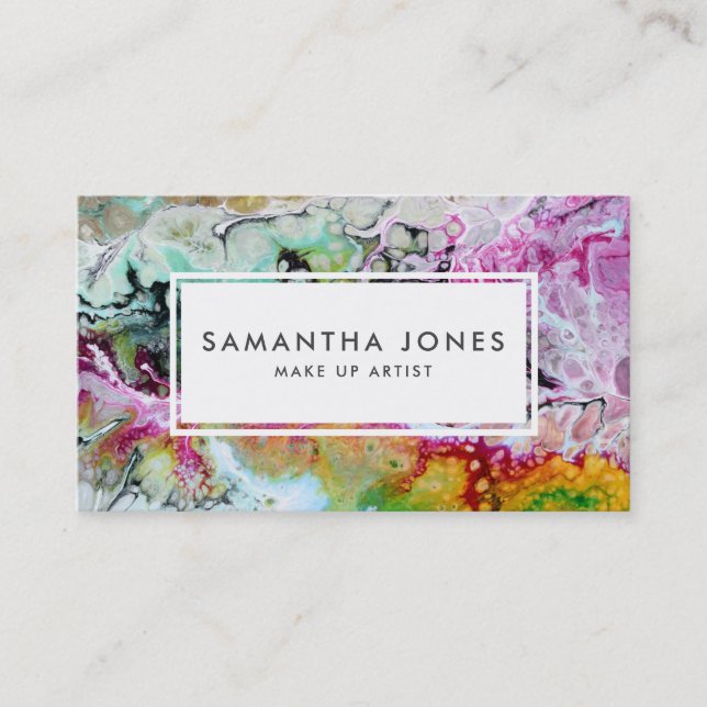 Bright Brush Strokes Modern Make Up Artist Business Card (Front)