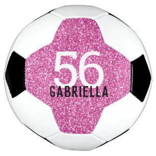Bright Bubblegum Pink Sparkly Number and Name Football