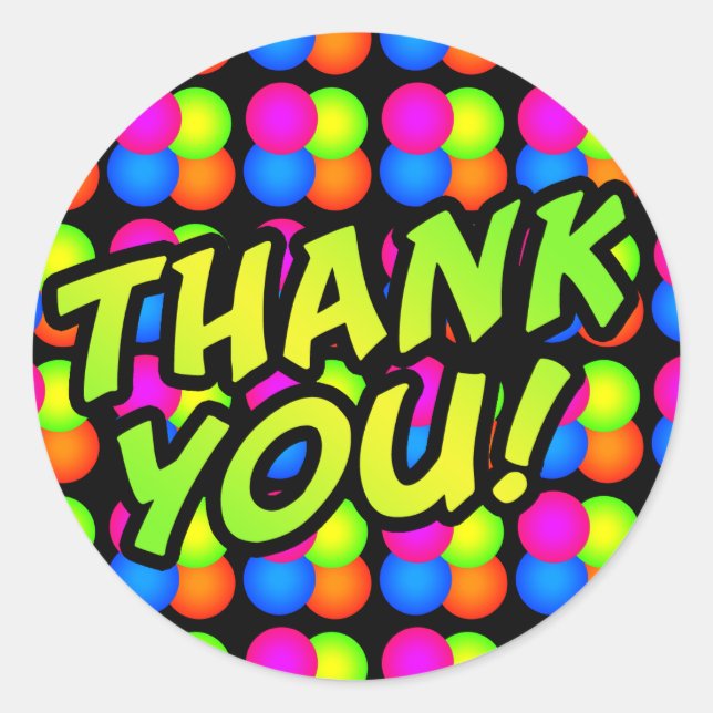 Bright Bubbles Thank You! Classic Round Sticker (Front)