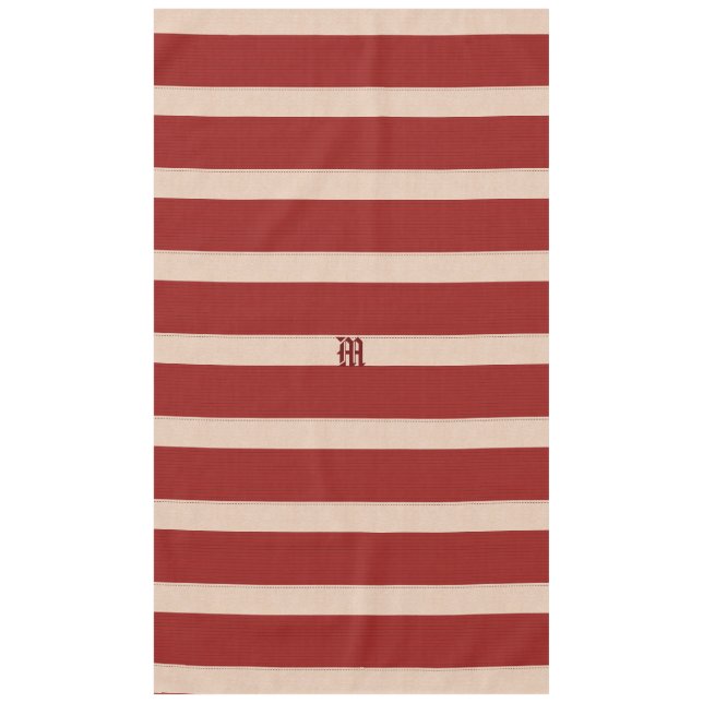 Bright  Burgundy Red Stripes Tablecloth (Front)